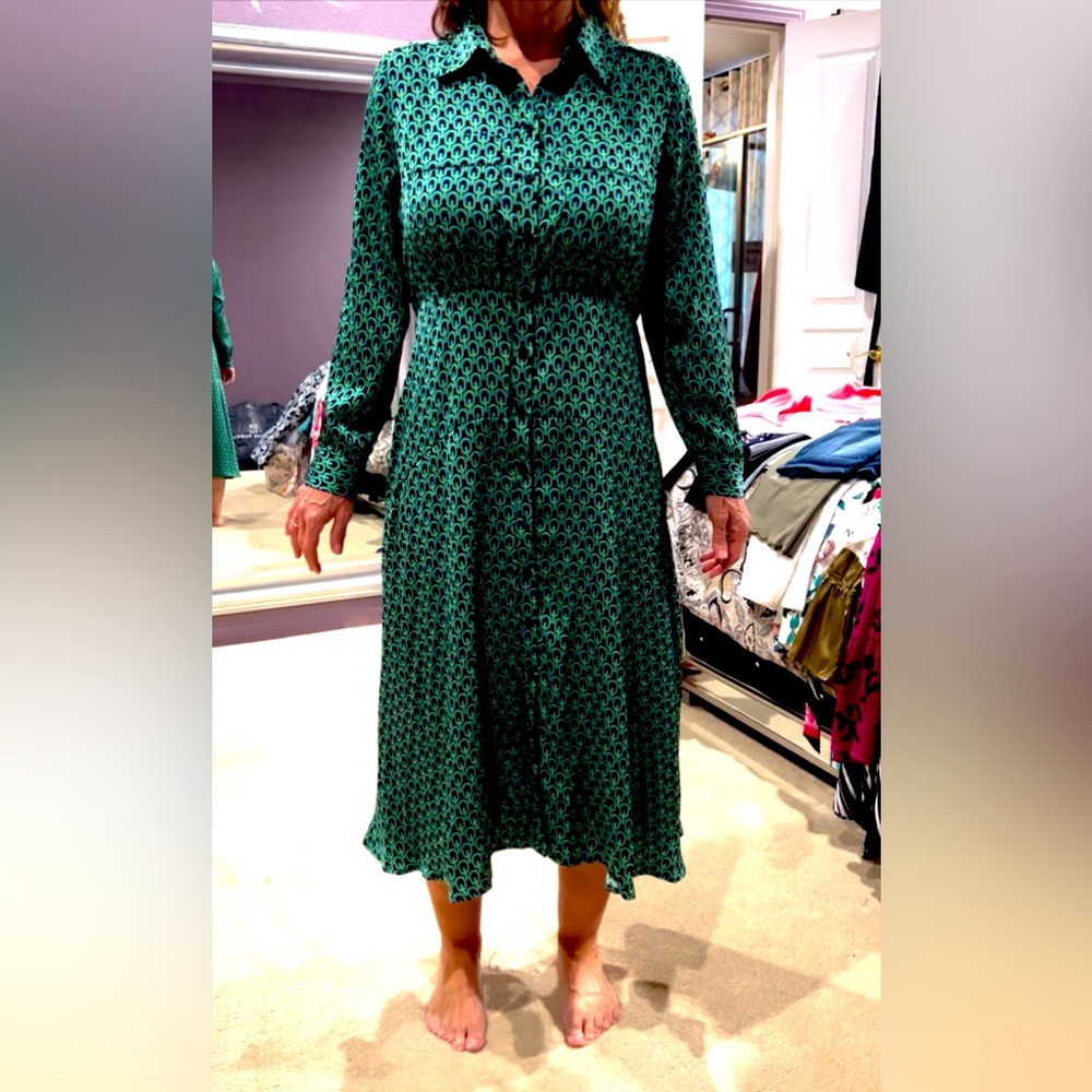 Bohme satin green/navy/black dress size Medium